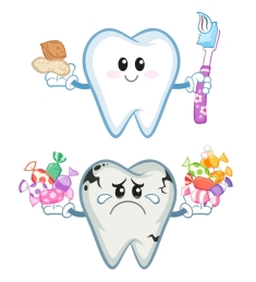 Здоровый и нездоровый зуб | Премиум векторы
